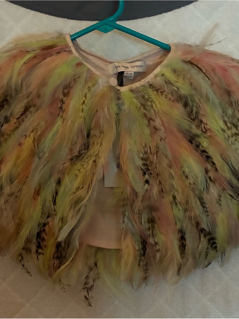 Topshop Multicolor Pastel Feather Crop Jacket